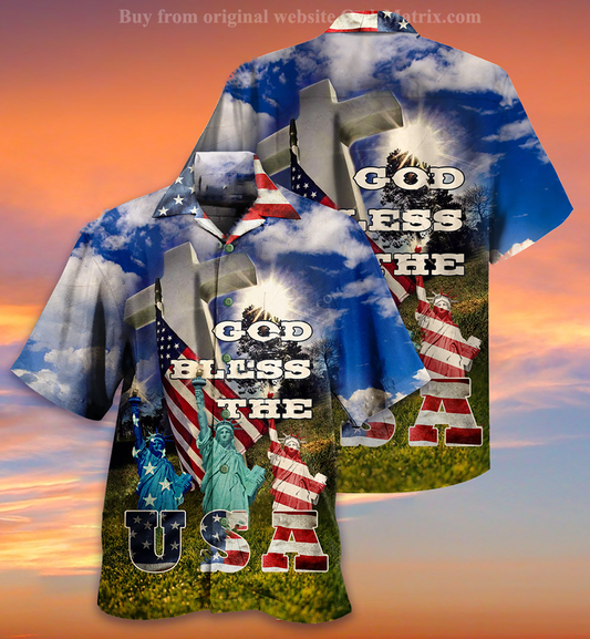 America God Bless - Hawaiian Shirt, Hawaiian Shirt Gift, Christmas Gift