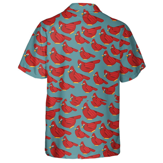 The Drawing Red Cardinal Bird On A Blue Background Hawaiian Shirt, Hawaiian Shirt Gift, Christmas Gift