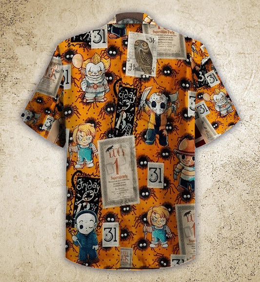 Halloween Spirit Horror Themed Funnny Zombie And Clown Hawaiian Shirt, Hawaiian Shirt Gift, Christmas Gift