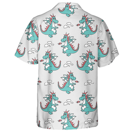 Cute Cartoon Dragons Cloud Of Smoke And Fire Hawaiian Shirt, Hawaiian Shirt Gift, Christmas Gift