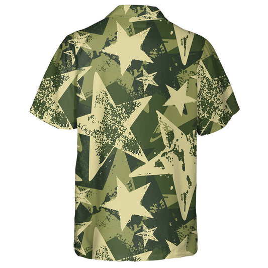 Trendy Brushstroke By Star Retro Style Camo Pattern Hawaiian Shirt, Hawaiian Shirt Gift, Christmas Gift