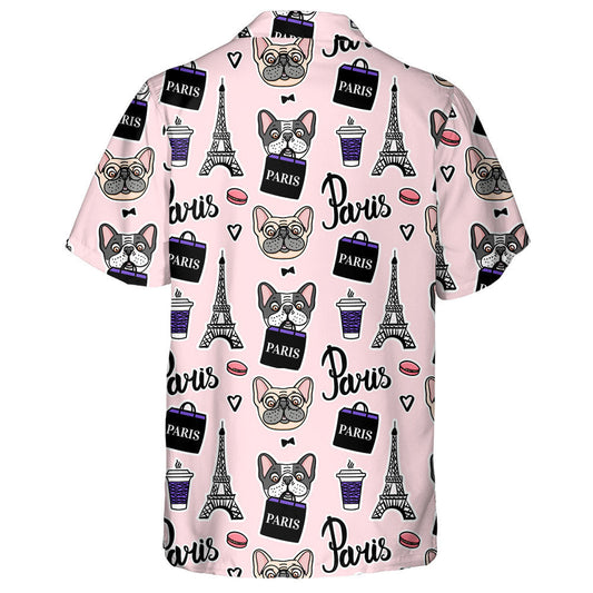 Shopping In Paris Bulldog Holding Shopping Bag Hawaiian Shirt, Hawaiian Shirt Gift, Christmas Gift