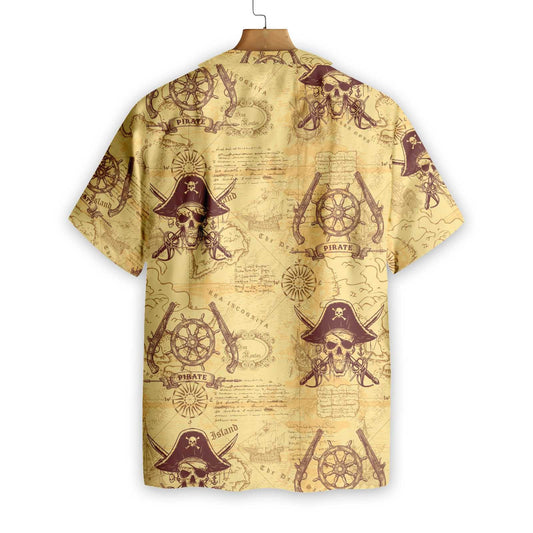 Special Skull Pirates Of The Ancient Sea Map Hawaiian Shirt, Hawaiian Shirt Gift, Christmas Gift