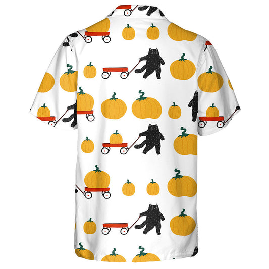 Autumn Harvest Festival Halloween Pumpkin And Cat Hawaiian Shirt, Hawaiian Shirt Gift, Christmas Gift