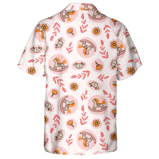 Rocking Horses And Toy Cars On The Pink Background Hawaiian Shirt, Hawaiian Shirt Gift, Christmas Gift