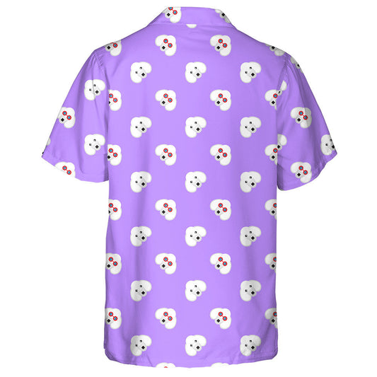 Cartoon Poodle Dog And Bone Icons On Purple Hawaiian Shirt, Hawaiian Shirt Gift, Christmas Gift