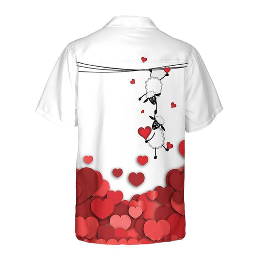 Valentine Sheep With Red Hearts Hawaiian Shirt, Hawaiian Shirt Gift, Christmas Gift