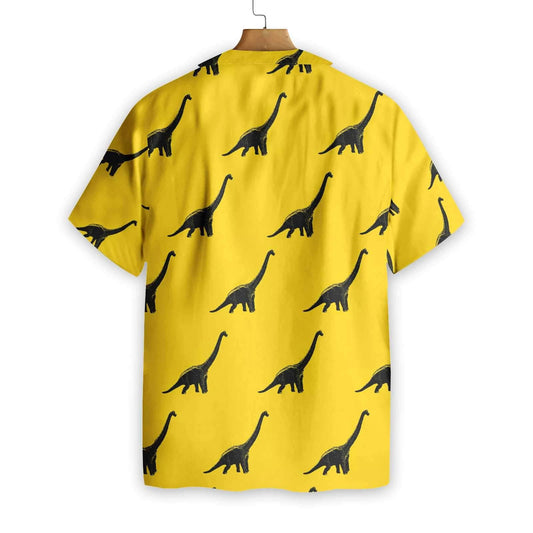 Brachiosaurus Dinosaur On Yellow Design Hawaiian Shirt, Hawaiian Shirt Gift, Christmas Gift