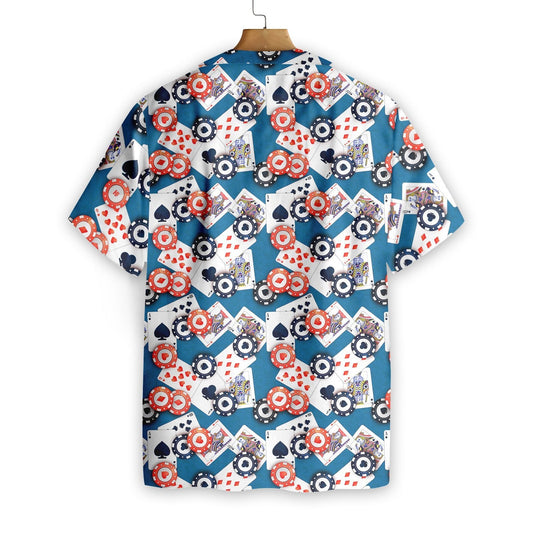 Poker Seamless On Steel Blue Design Hawaiian Shirt,Hawaiian Shirt Gift, Christmas Gift