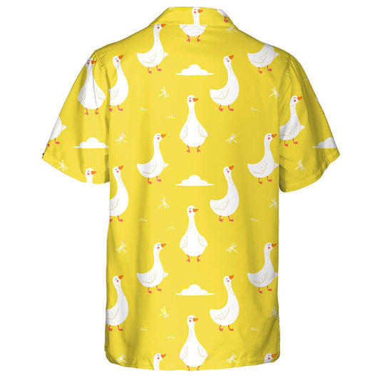 Hand Drawn Cute Duck On A Yellow Background Hawaiian Shirt, Hawaiian Shirt Gift, Christmas Gift