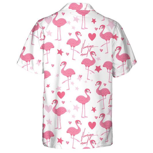 Cute Flamingo Sleeping With Pink Stars And Hearts Hawaiian Shirt, Hawaiian Shirt Gift, Christmas Gift