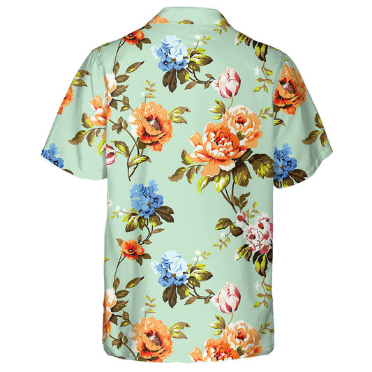 Drawing Vintage Roses Tulips Vivid Flower Garden Design Hawaiian Shirt, Hawaiian Shirt Gift, Christmas Gift