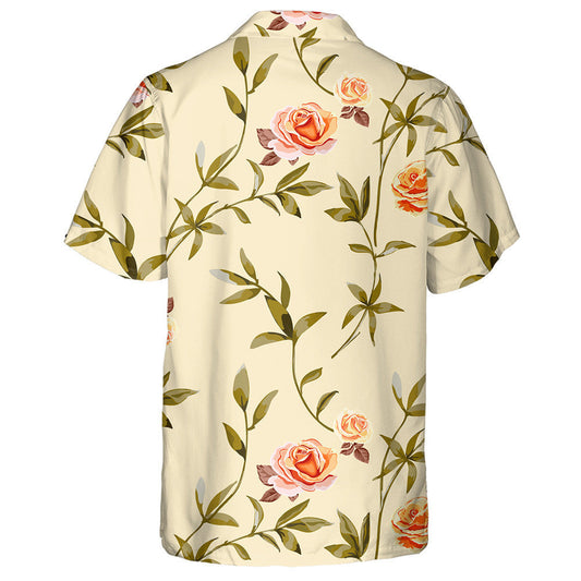 Trendy Floral Background With Yellow Orange Roses Flowers Hawaiian Shirt, Hawaiian Shirt Gift, Christmas Gift