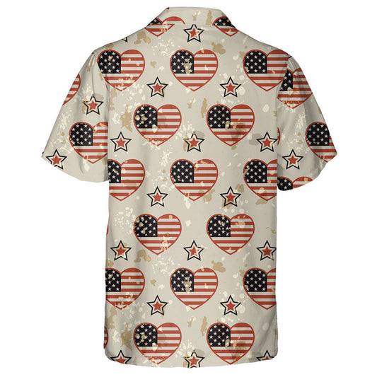 American Vintage Patriotic Pattern In National Colors With Spots Hawaiian Shirt, Hawaiian Shirt Gift, Christmas Gift
