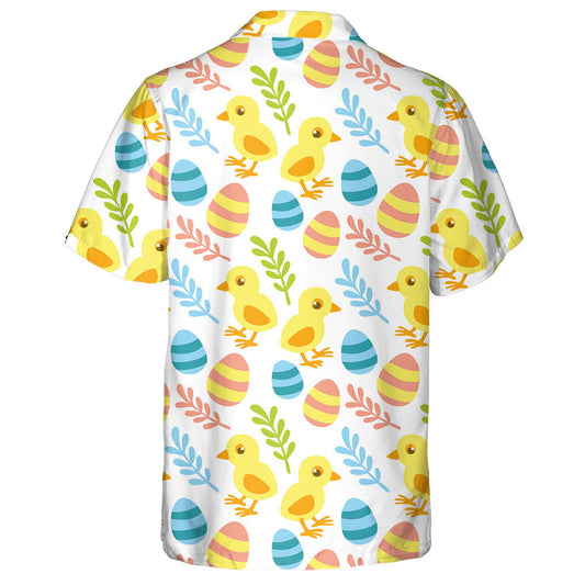 Baby Little Chicken With Easter Eggs And Leaves Hawaiian Shirt, Hawaiian Shirt Gift, Christmas Gift