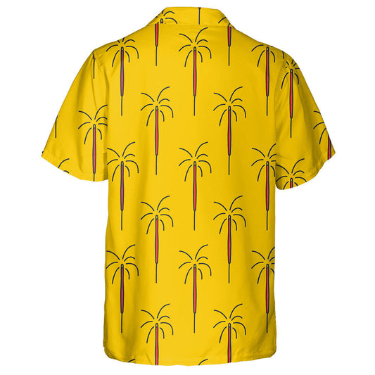 Hand Drawn Sparkler Doodle Style On Yellow Background Hawaiian Shirt, Hawaiian Shirt Gift, Christmas Gift