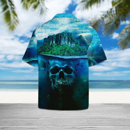 Awesome Nature Skull Island Deep Water Pattern Hawaiian Shirt, Hawaiian Shirt Gift, Christmas Gift