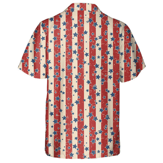 American Patriotic Stars And Stripes Textured In Vintage Colors Hawaiian Shirt, Hawaiian Shirt Gift, Christmas Gift