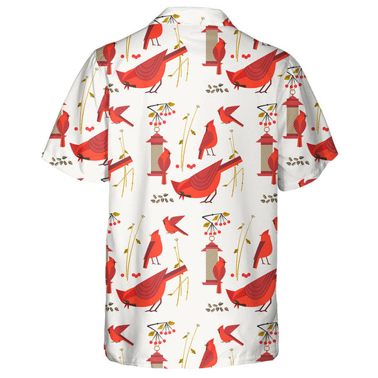 Red Cardinal Bird Cartoon Cute Minimal Style Hawaiian Shirt, Hawaiian Shirt Gift, Christmas Gift