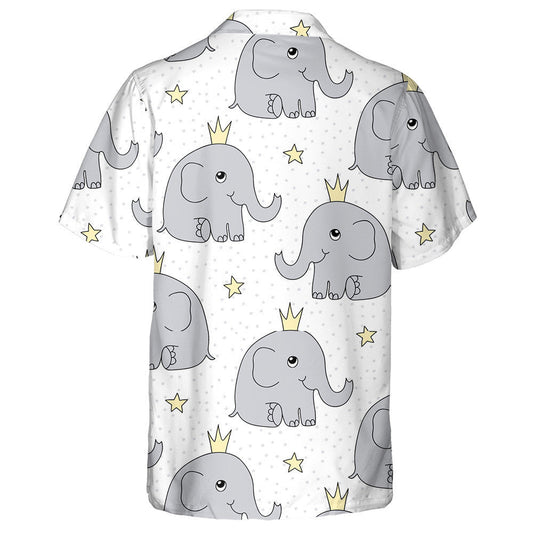 Adorable Baby Elephant In Crown And Star Hawaiian Shirt, Hawaiian Shirt Gift, Christmas Gift