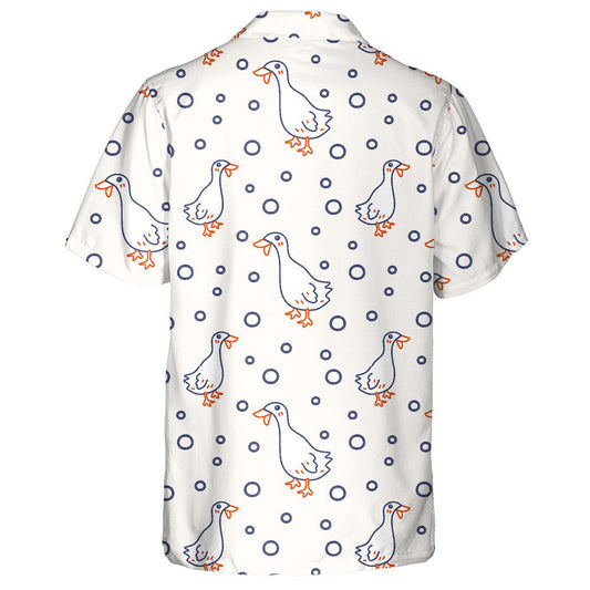 Hand Drawn Little Duck Blue And Orange Line Hawaiian Shirt, Hawaiian Shirt Gift, Christmas Gift