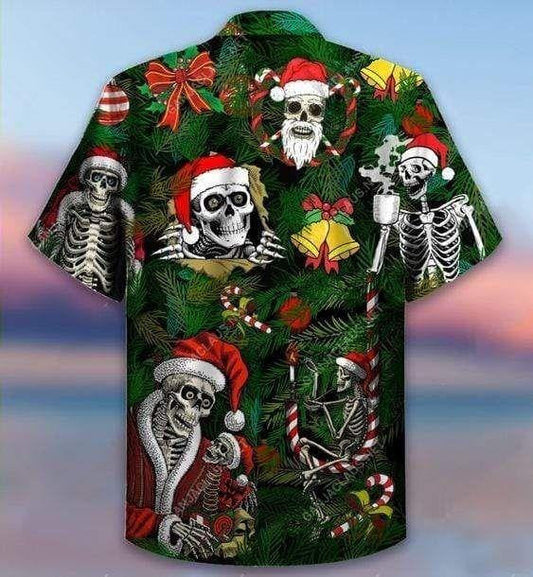 Cool Merry Christmas Skull Santa Design Hawaiian Shirt, Hawaiian Shirt Gift, Christmas Gift