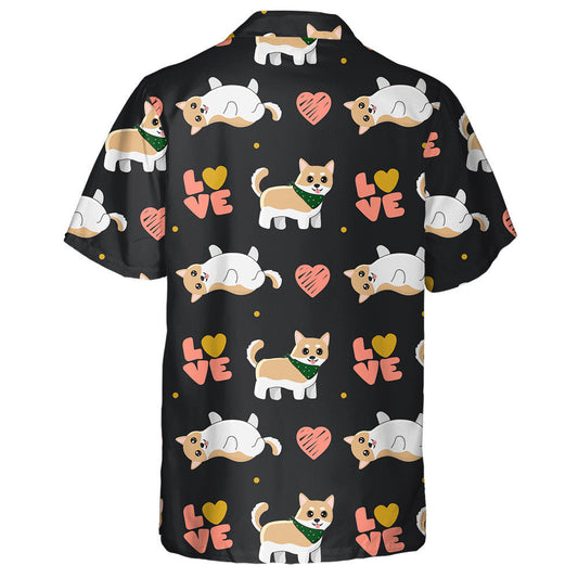 Shiba Inu And Hearts Happy Valentine's Day Hawaiian Shirt, Hawaiian Shirt Gift, Christmas Gift