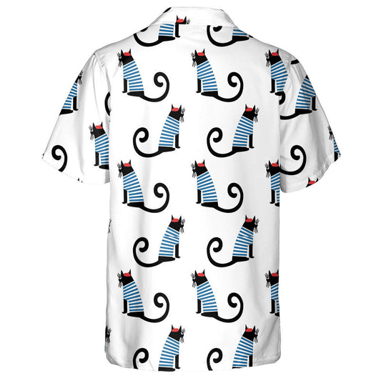 Cute Cartoon Sitting Paris Cat French Style Hawaiian Shirt, Hawaiian Shirt Gift, Christmas Gift