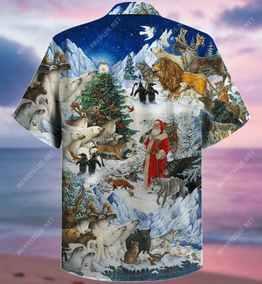 Wildlife Of Wild Animals On Christmas Holiday Hawaiian Shirt, Hawaiian Shirt Gift, Christmas Gift