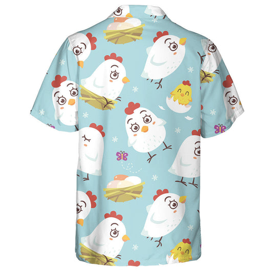 Funny Chicken And Hen With Butterfly And Egg Hawaiian Shirt, Hawaiian Shirt Gift, Christmas Gift