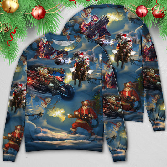 Christmas Santa Gun Fight In Xmas Ugly Christmas Sweater, Christmas Gift, Gift Christmas 2024