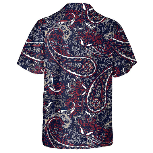 Dark Colors Paisley Floral Pattern On Navy Background Hawaiian Shirt, Hawaiian Shirt Gift, Christmas Gift