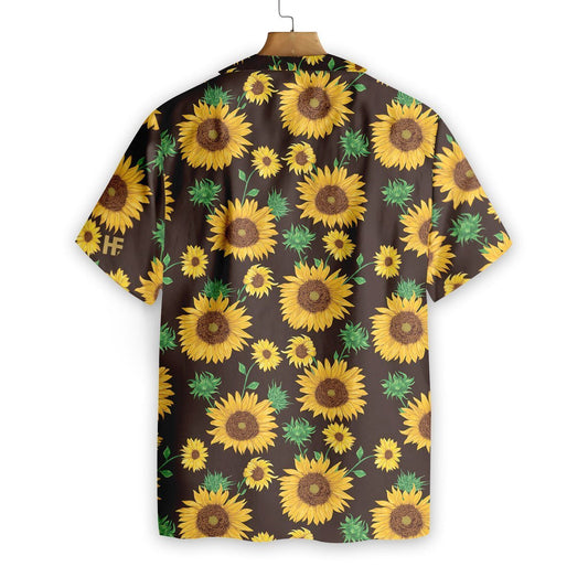 Sùnflower On Dark Background Hawaiian Shirt,Hawaiian Shirt Gift, Christmas Gift