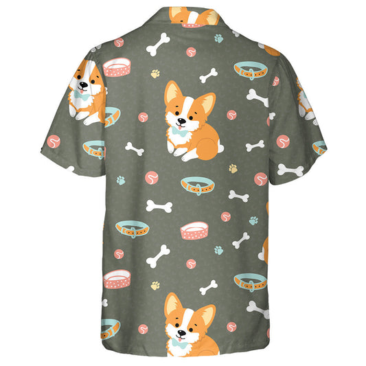 Cute Corgi Dogs On Dark Background Hawaiian Shirt,Hawaiian Shirt Gift, Christmas Gift