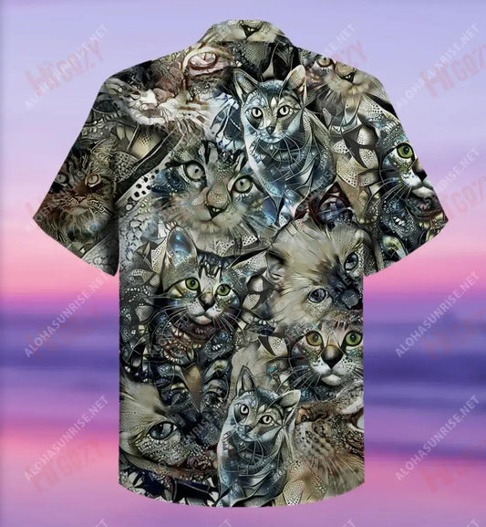 Vintage Neutral Flower Cats Short Hawaiian Shirt Summer Short Sleeve Best Hawaiian Shirts Hawaiian Shirt Pattern, Hawaiian Shirt Gift, Christmas Gift