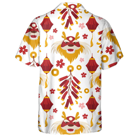 Chinese Traditional Red Dragon With Paper Lanterns Light Hawaiian Shirt, Hawaiian Shirt Gift, Christmas Gift
