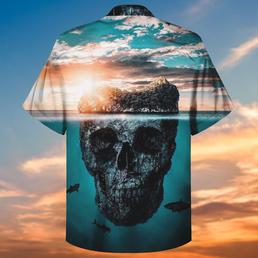 Sunset Skull Deep Crazy Ornamental Hawaiian Shirts, Hawaiian Shirt Gift, Christmas Gift