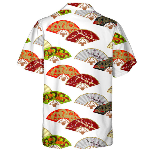Japan Fans With Flying Dragon And Blooming Cherry Hawaiian Shirt, Hawaiian Shirt Gift, Christmas Gift