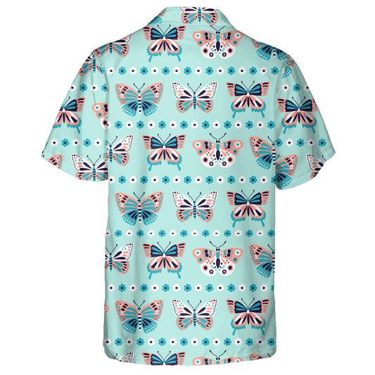 Theme Beautiful Butterfly And Line Flower Hawaiian Shirt,Hawaiian Shirt Gift, Christmas Gift