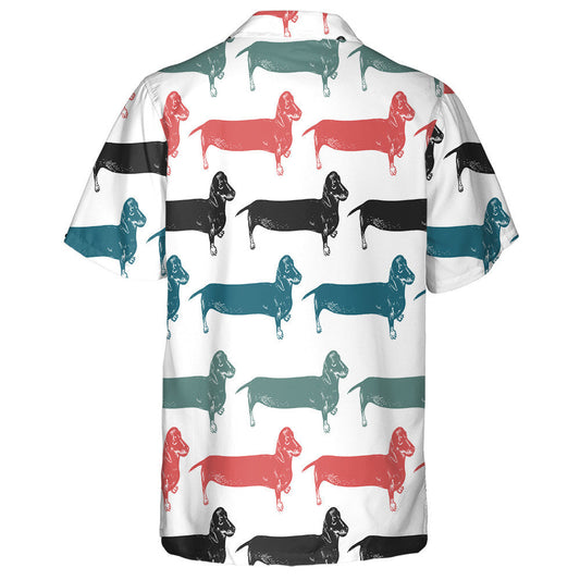 Sketch Dachshunds Long Dogs Black Red And Blue Hawaiian Shirt, Hawaiian Shirt Gift, Christmas Gift