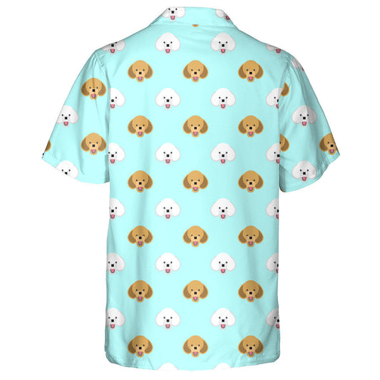 Cartoon Poodle Dog On Blue Dog Icons Hawaiian Shirt, Hawaiian Shirt Gift, Christmas Gift