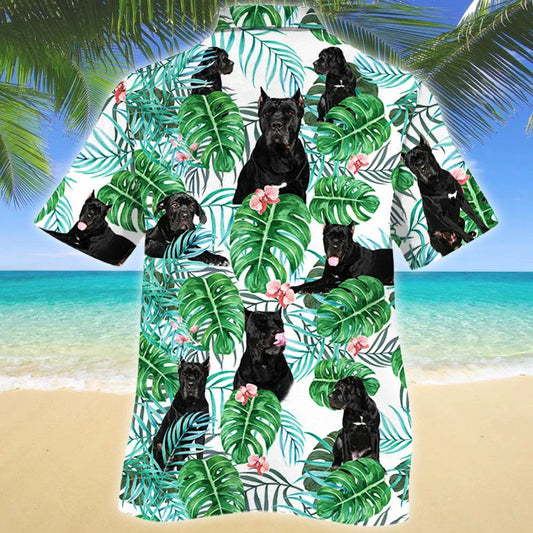 Awesome Black Cane Corso Dog Tropical Plant Hawaiian Shirt, Hawaiian Shirt Gift, Christmas Gift