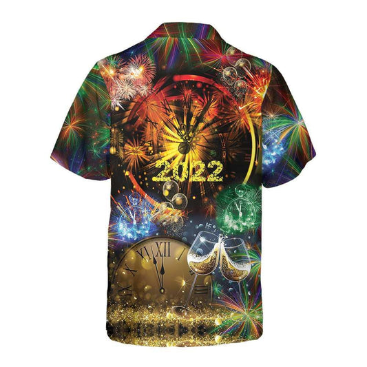 New Year Countdown Colorful Firework In Sky Design Hawaiian Shirt, Hawaiian Shirt Gift, Christmas Gift