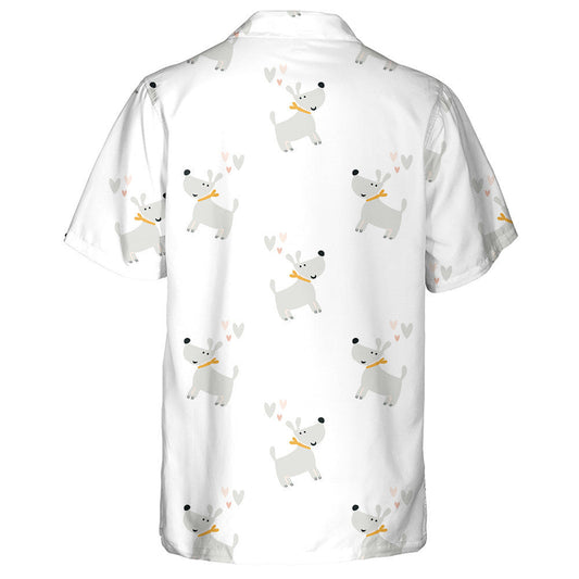 Cartoon Hand Drawn Loving Dogs Isolated Background Hawaiian Shirt, Hawaiian Shirt Gift, Christmas Gift