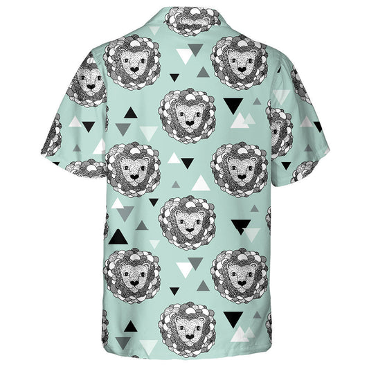Geometric Jungle Animal Doodle Sketch Illustration Lion Hawaiian Shirt, Hawaiian Shirt Gift, Christmas Gift