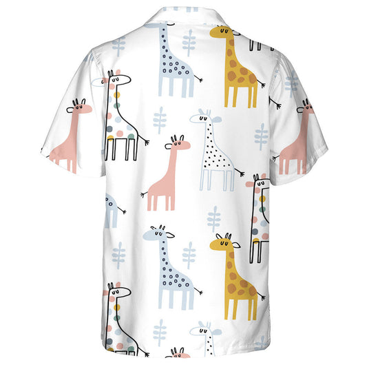 Hand Drawn Baby Giraffe On White Background Pattern Hawaiian Shirt, Hawaiian Shirt Gift, Christmas Gift