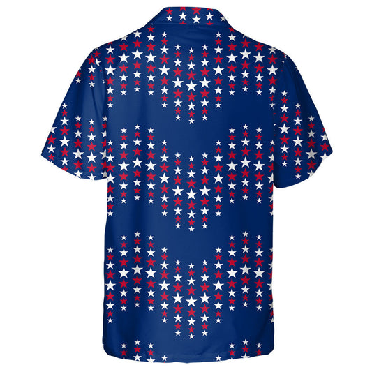 Wavy Ornament With Stars In Traditional American Colors Hawaiian Shirt, Hawaiian Shirt Gift, Christmas Gift