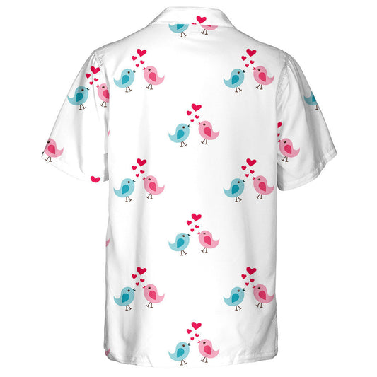 Couple Blue And Pink Bird In Love With Hearts Hawaiian Shirt, Hawaiian Shirt Gift, Christmas Gift
