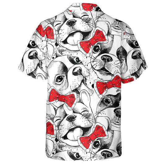 Portraits Of French Bulldog And Red Tie Hawaiian Shirt, Hawaiian Shirt Gift, Christmas Gift