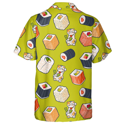 Sushi Rolls And Lucky Cat With Fish Hawaiian Shirt, Hawaiian Shirt Gift, Christmas Gift